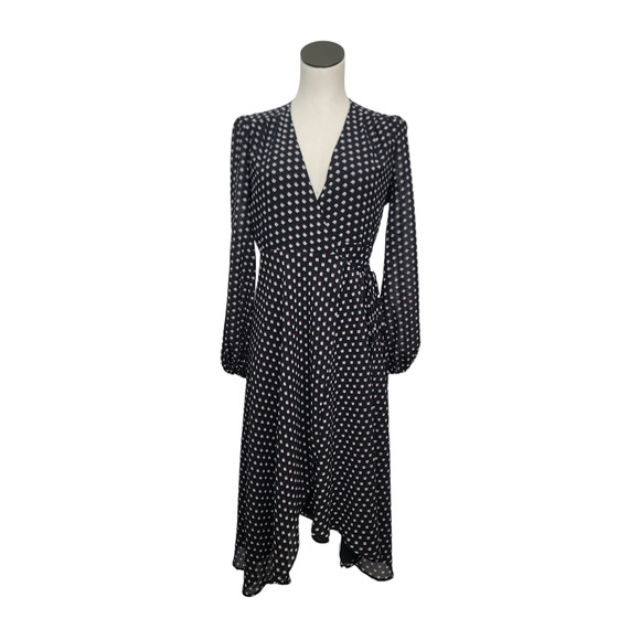 NWOT Bardot Camilla Wrap Dress in‎ Black White Red Dot Print Womens Size 6 - Picture 1 of 14